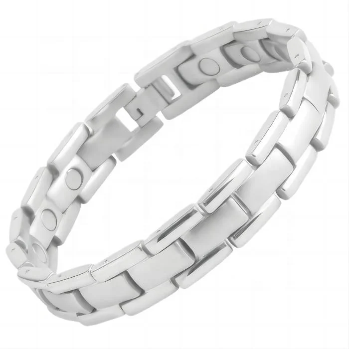 Men Titanium Health Bracelet with Magnetic Pain Relief Therapy Zircon Titanium Jewelry