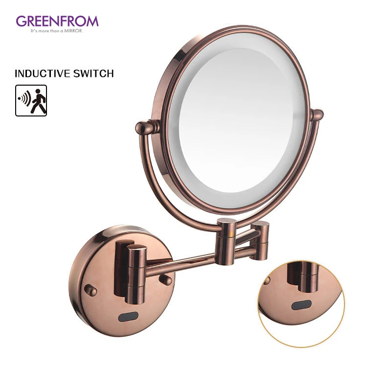 Led Double Sided Bathroom Magnifying Mirror Extendable Wall Mounted Makeup Mirror
