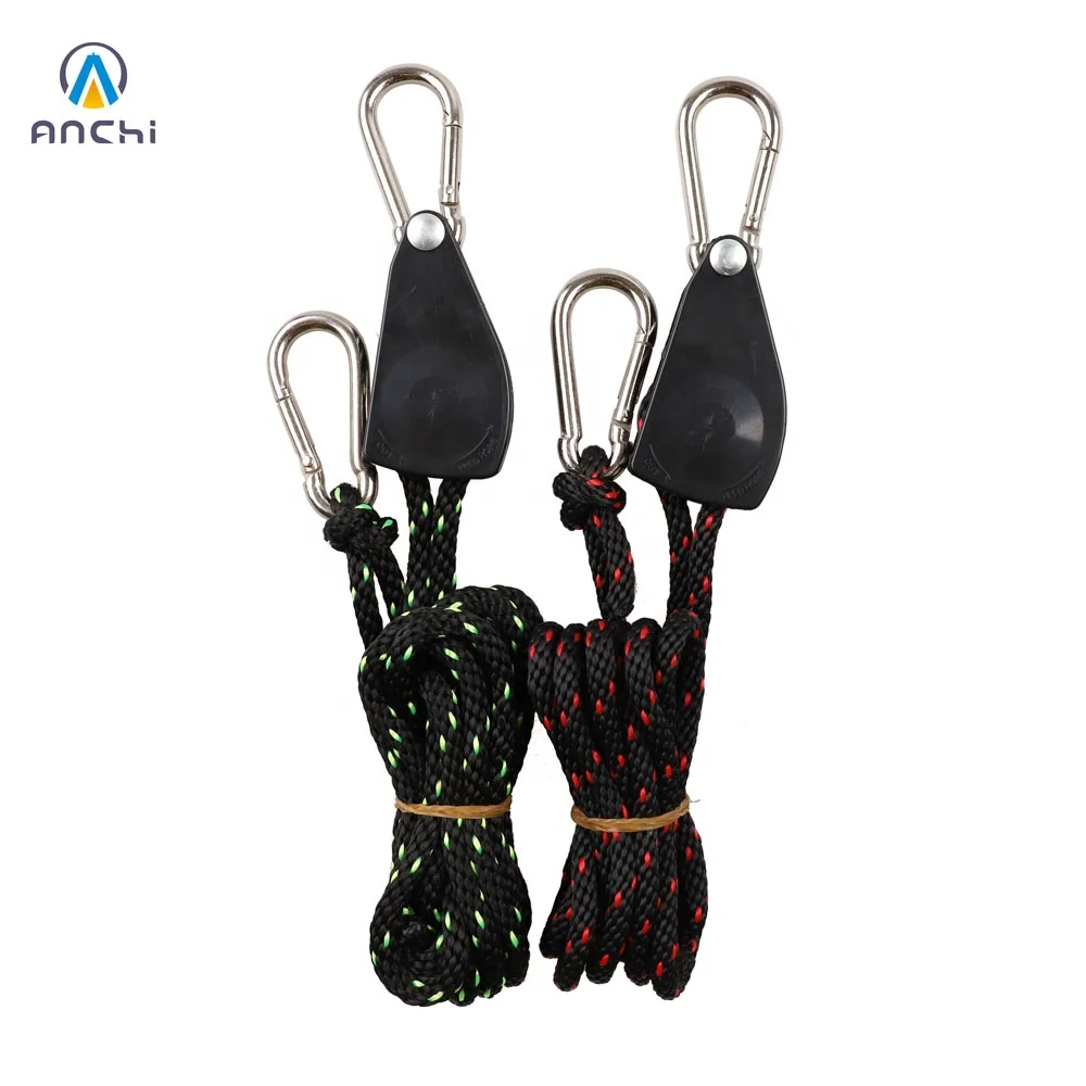 14 inch 8ft 2.4m ratchet heavy duty tie down rope carabiner hook clip hanger metal gear 150lbs