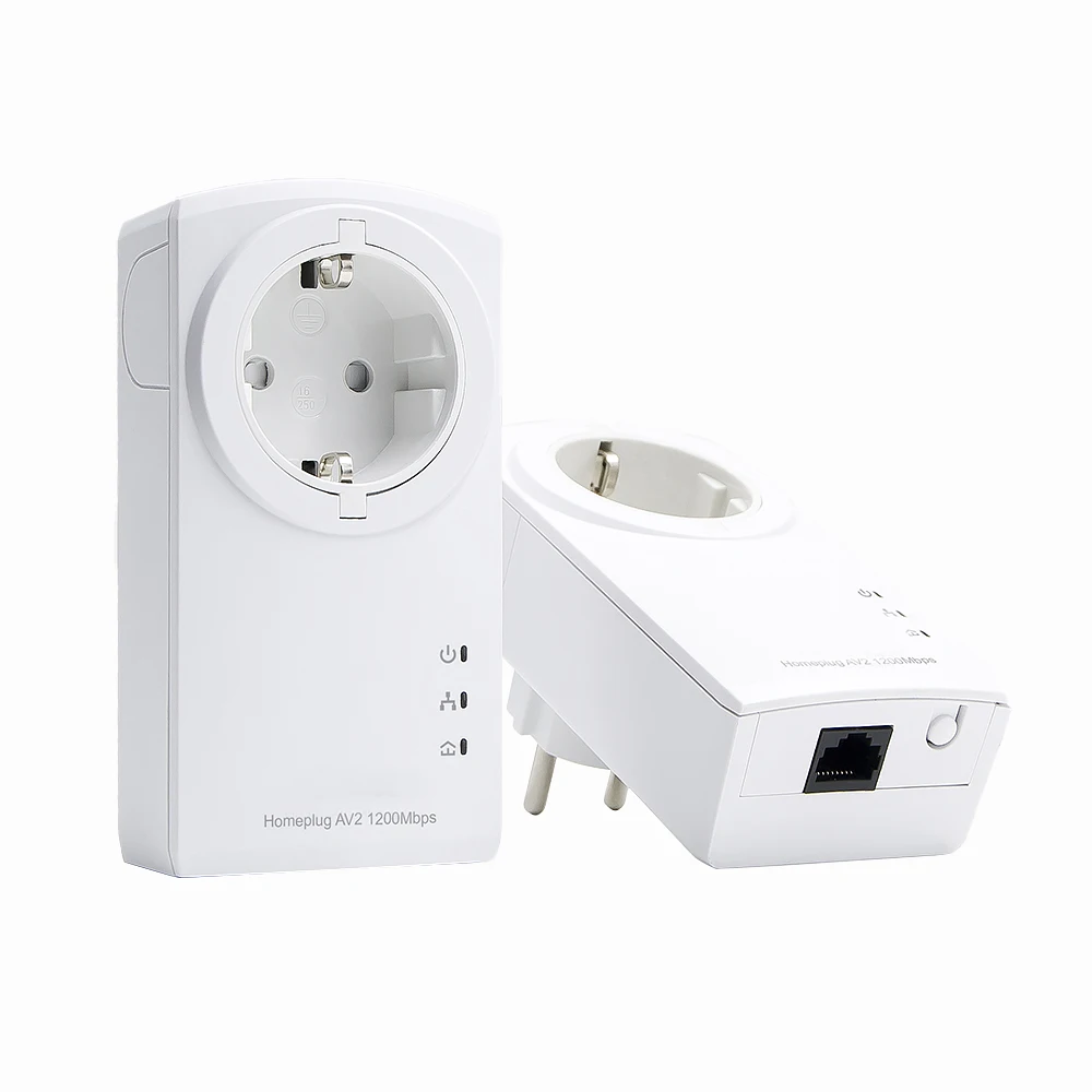 
AC Passthrough Homeplug Powerline Adapter Kit AV2 1200Mbps Powerline Adapter 
