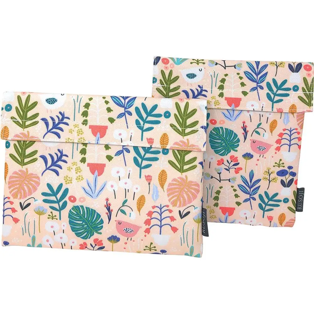 Small Reusable 100% Cotton Canvas Insulated Snack Sandwich Bread Bag  Cotton Canvas Small Insulated Snack Bag