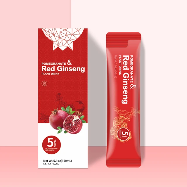 POMEGRANATE RED GINSENG DRINK Stick 30ml*10 (300ml) Replenish Qi & blood, Eliminates Turbidity, Antioxidants,Regulates Endocrine