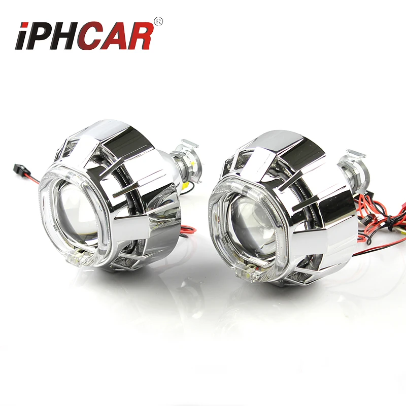 IPHCAR Square double angel eyes HID Bi xenon projector lens 2.5 inch  H1 HID Xenon Kits Car headlight H4 H7