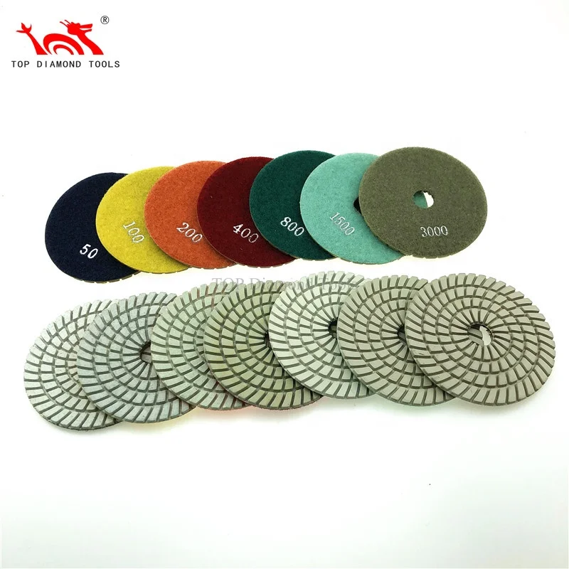 7 Step Dry Flexible Diamond Polishing Pad For Granite Marble Quartz Concrete Polishing