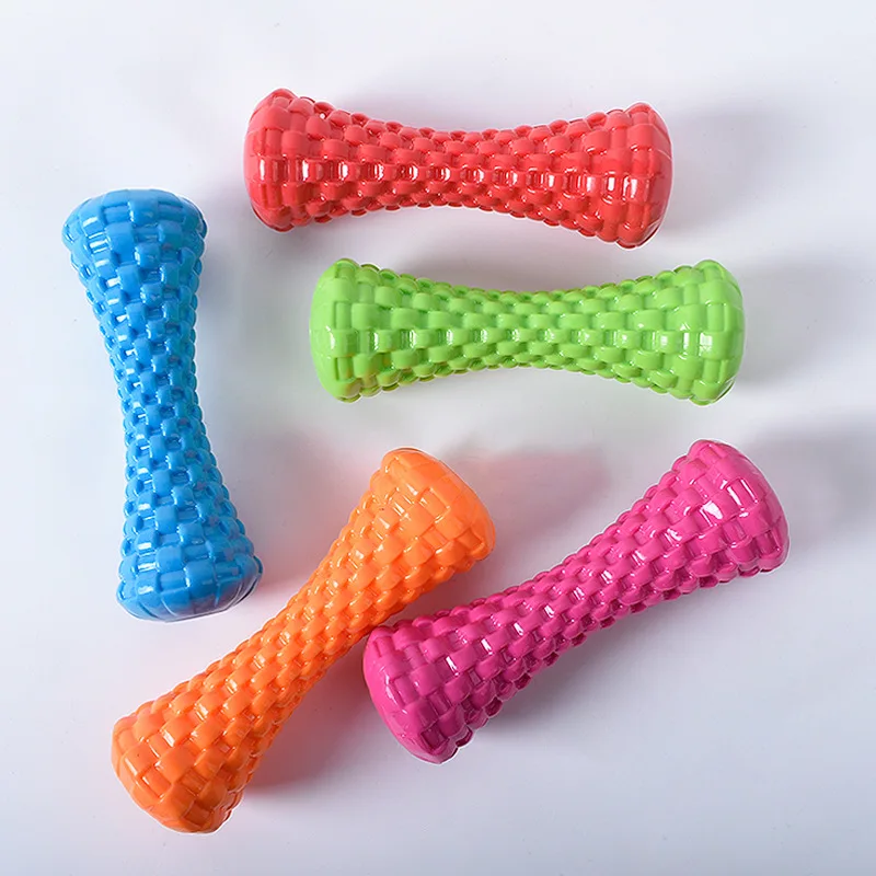 cute colorful durable bone shape TPR stocked cheap squeaky dog toys