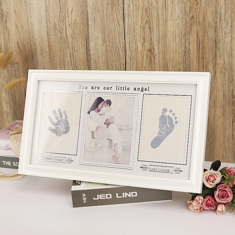 HOFINE Design Handprint Footprint Keepsake Clay Kit with Included Safe Clean-touch Ink First Year Photo Frame Hot Sale New Baby