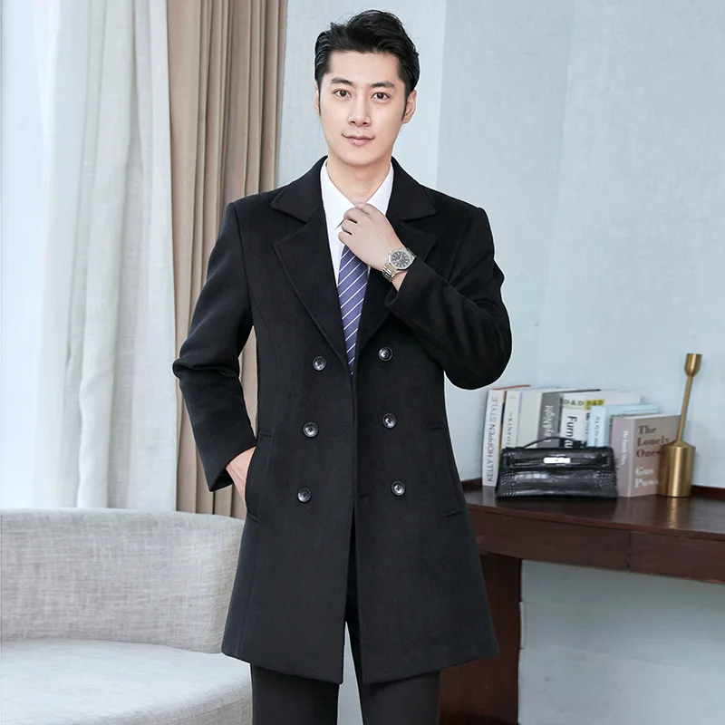 2024 custom flight attendant career tweed coat men hotel service security work clothes long warm property concierge uniforms