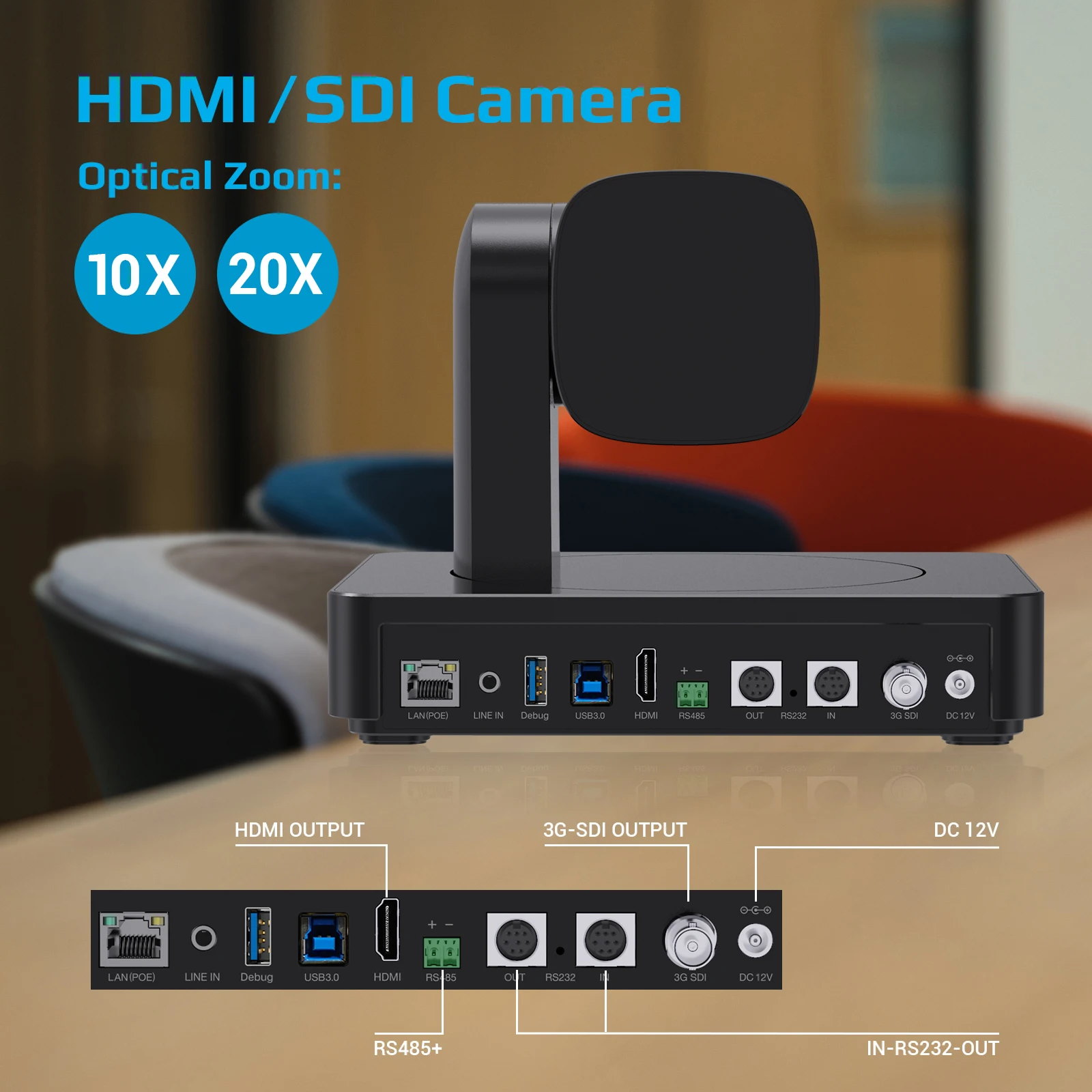 4K Ptz Auto Tracking Videoconference Camera  20 Zoom Conference NDI Camera