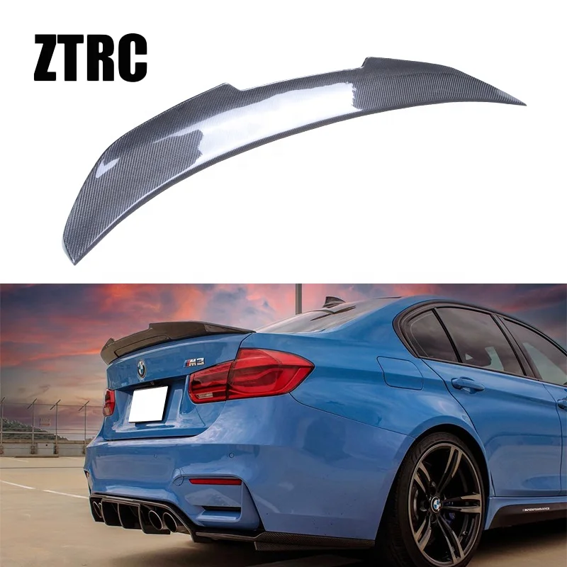 For BMW 3 Series F30 F35/M3 F80 Sedan PSM Style Real Carbon fiber Rear Spoiler Trunk wing 2011-2019