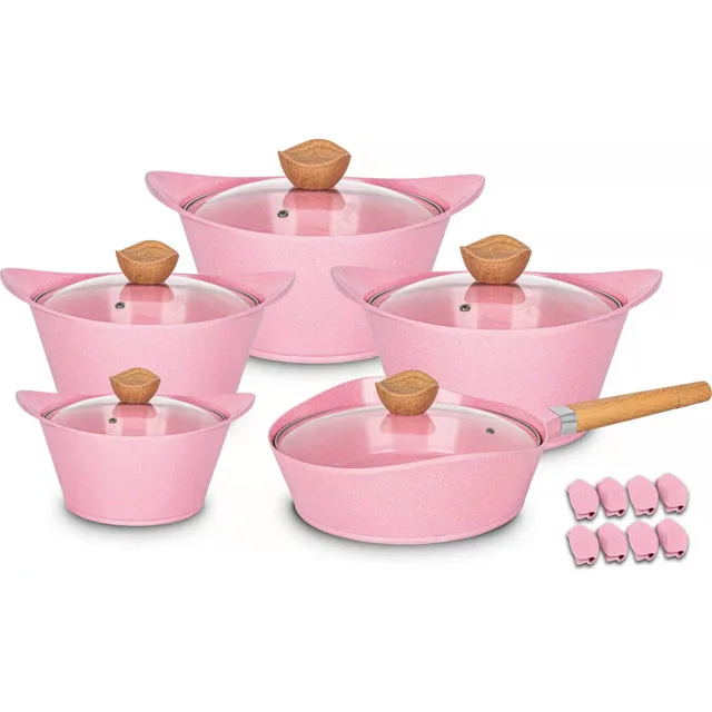 Cooklover 19 piece ceramic non-stick coating induction bottom sauce pan / soup pot /deep fry pan cookware set