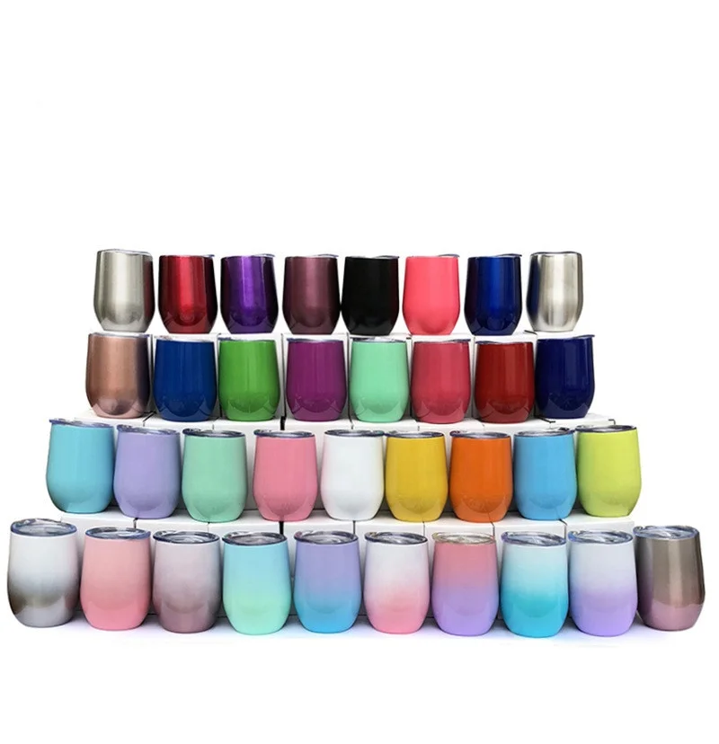 Стакан для вина с двойными стенками из нержавеющей стали в форме яйца, бесступенчатый стакан для вина с герметичной крышкой