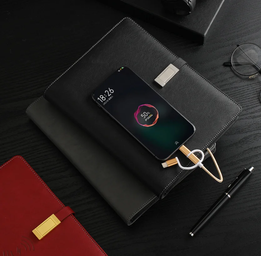 Wireless Charger Power Bank Notebook Powerbank Diary Planner Notebook With Power Bank And Usb