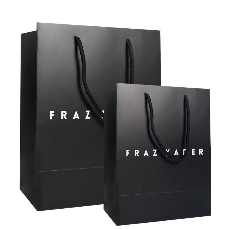 Shopping black branded packaging custom retail luxury wholesale thank you clothes gift paper boutique bags for jewelry