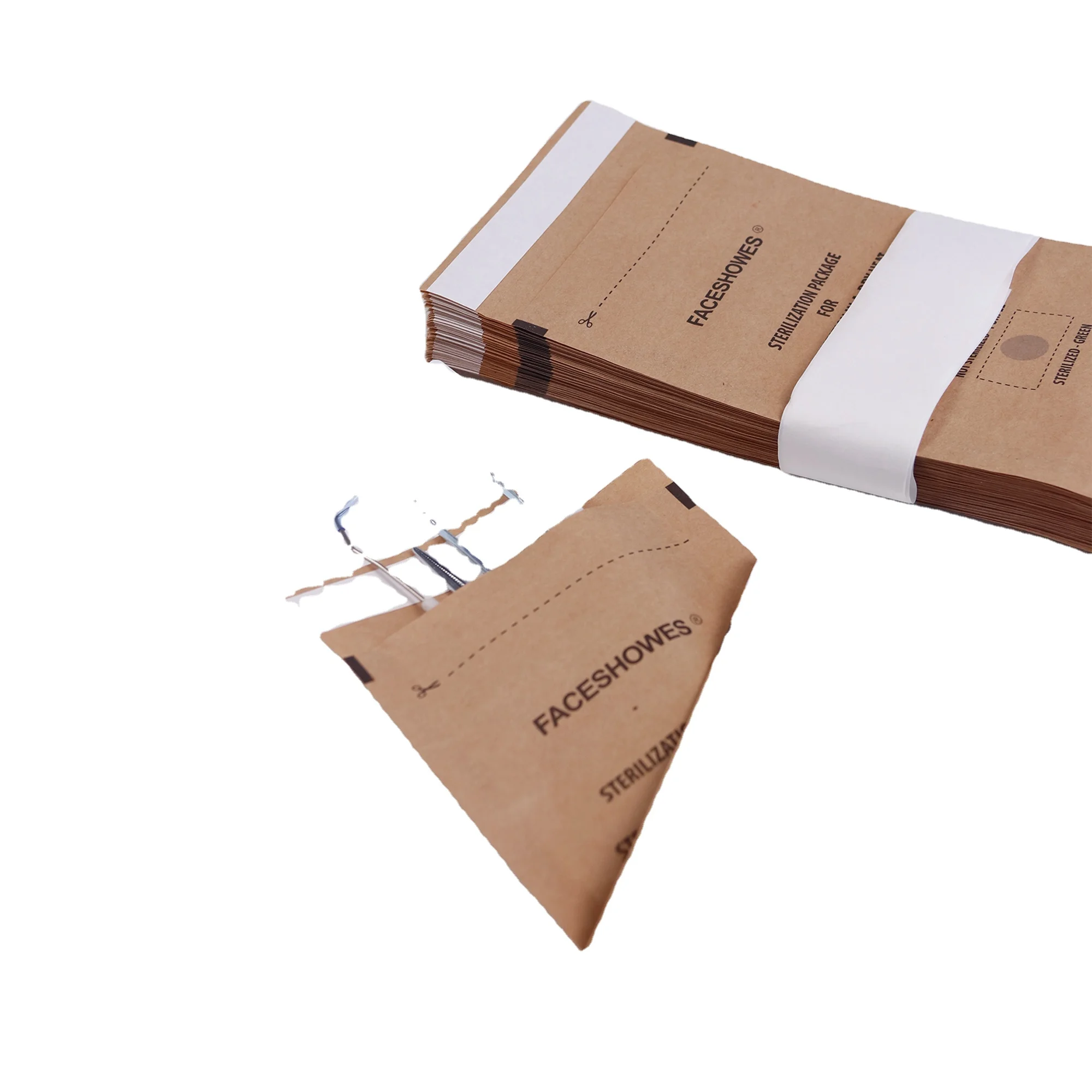 Disposable Kraft Paper Bags Self Sealing Pouch Cleaning Paper Bags for Dental Tools Nail Supplies