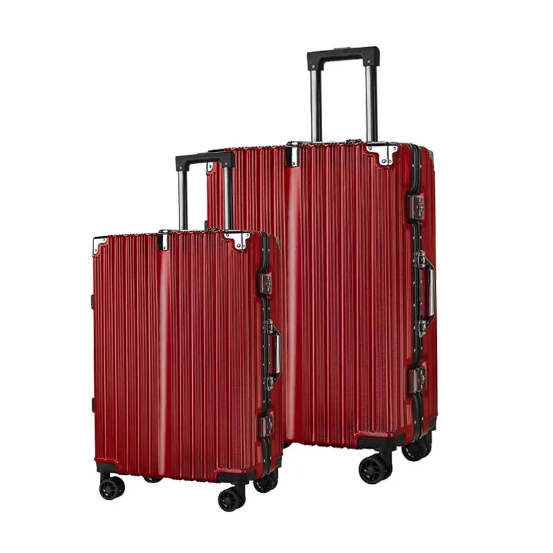 YX16865 Good Quality ABS Maleta Hard Case Valise 2 Pcs Suitcase PC  Aluminum Frame Luggage Travelling Carryon Luggage Set