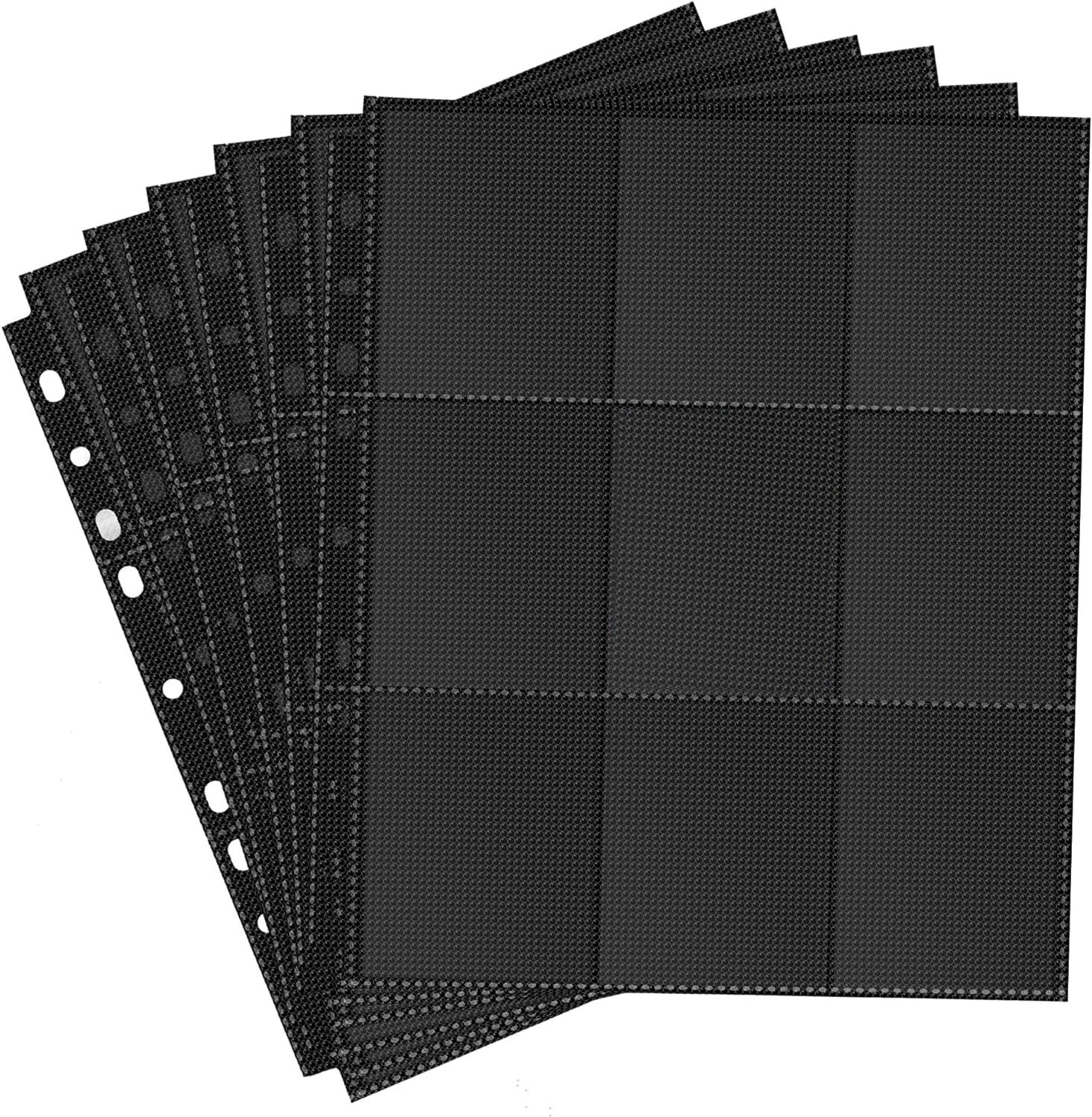 Black 9-Pocket Double-Sided Card Protector Sheets Trading Card Pages Binder Sleeves for Various Trading and Sports Cards