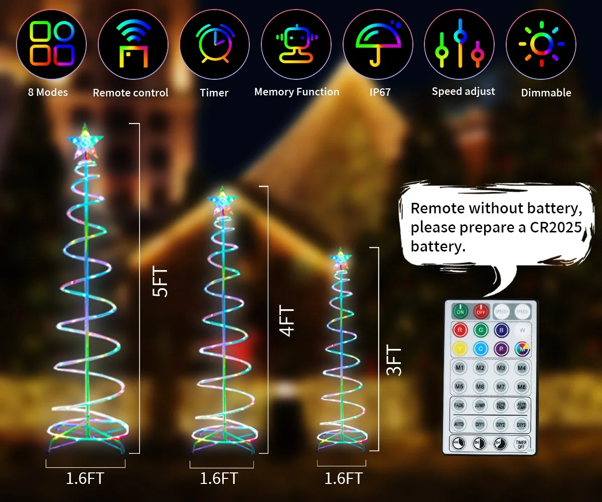 Christmas Battery Powered Decor Fairy Lamp Spiral Tree Light  LED Modeling Lights For Christmas