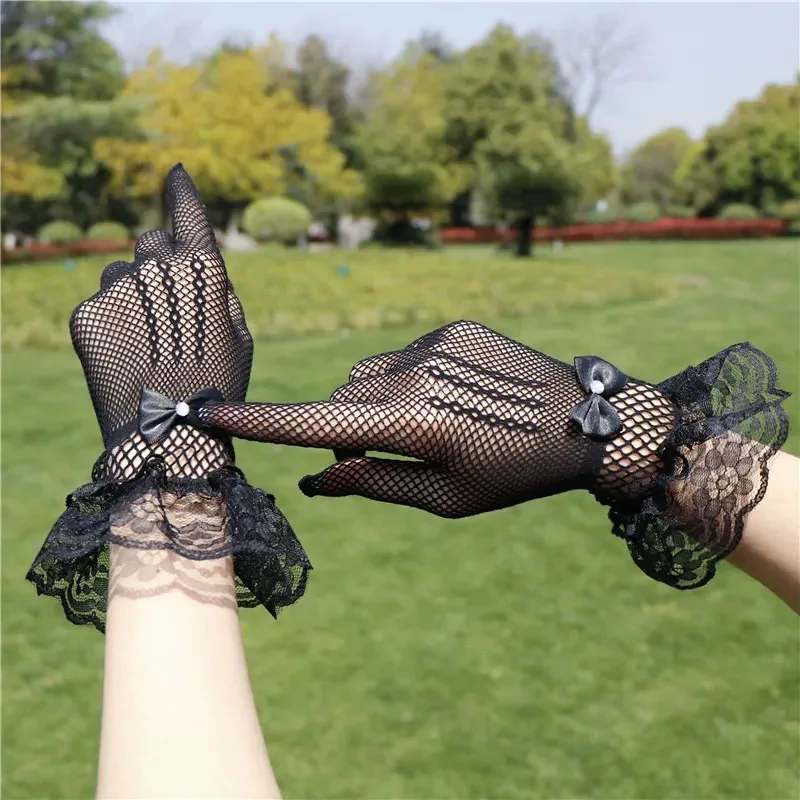 Custom Summer Women Wedding Sexy Silk Lace Cheap Low Moq Thin Gloves Driving Sun Against Ladies Mittens For Woman