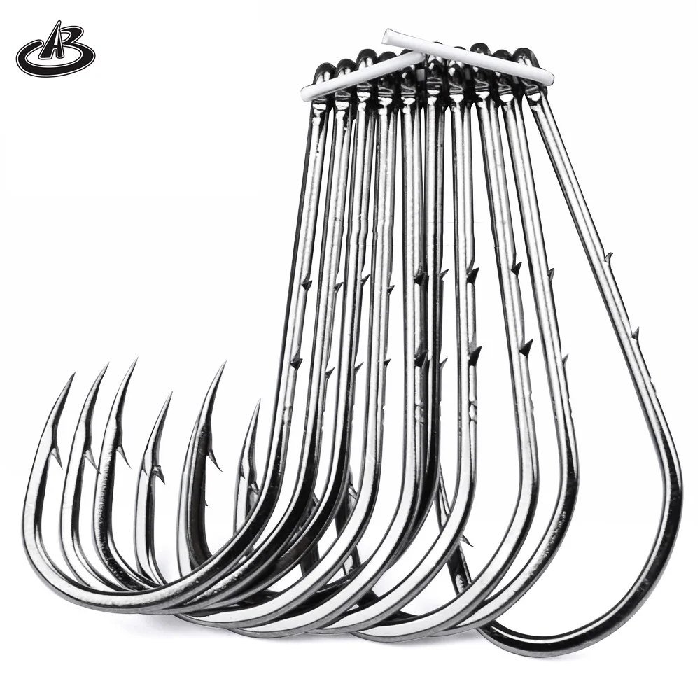 Fishing Hooks Black Offset Long Barbed Shank Baitholder High-carbon steel Bait Hook