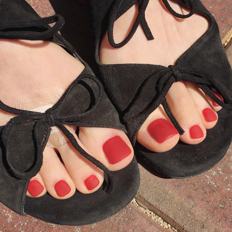 
Whitening and long-lasting wear Nail Art Pieces Pure Color Finished False Nails Foot Nail Scrub Big Red 