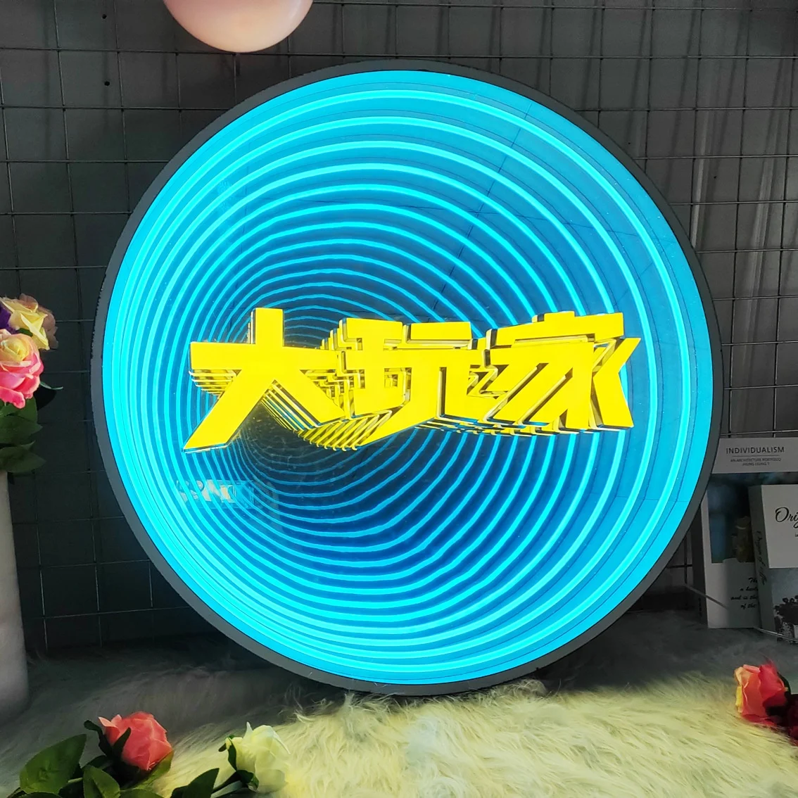 3D Art Abyss Mirror Billboard Display Brand Customized KTV Door Sign Luminescent Characters