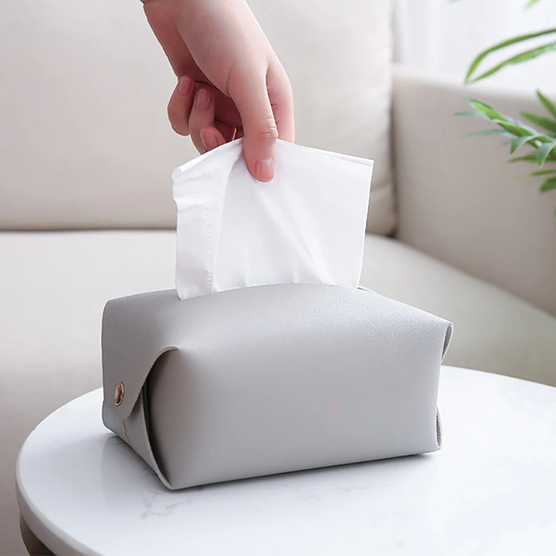 Home Table Tissue Dispenser Travel Baby Paper Container Cover Office Desktop Napkin Box Hotel Car Small Pu Leather Tissue Box
