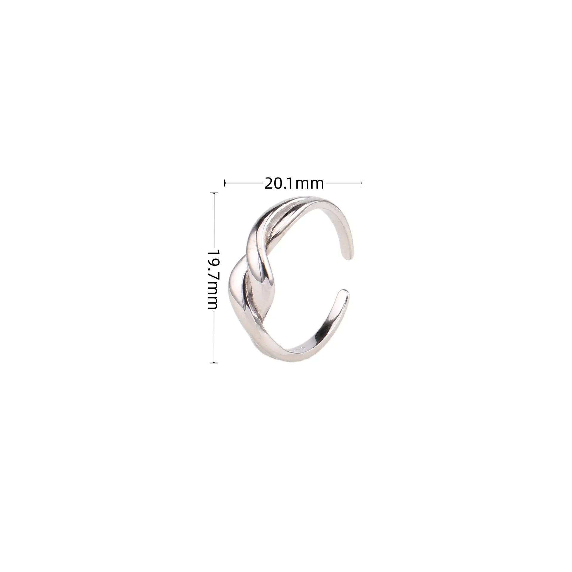 S925 Sterling Silver Light Luxury Senior Sense of Vegetarian Circle Personalised Wave Opening Ring Creative Fashion Ring