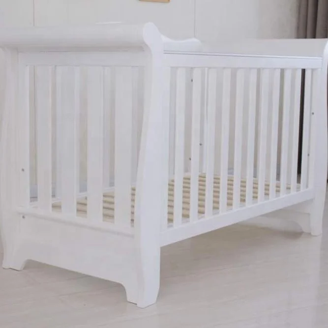 2021 Nursery furniture custom made  solid wood sleigh cot bed