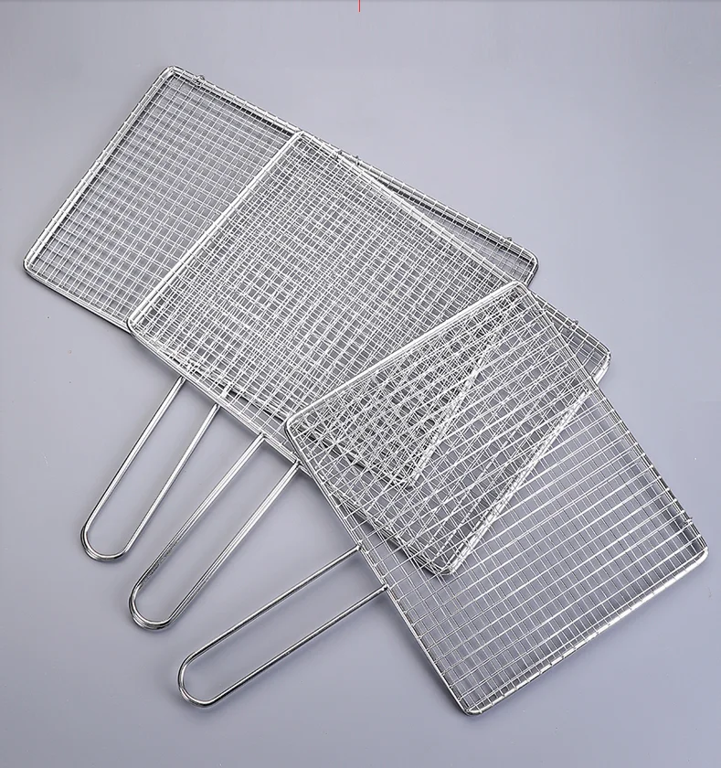 Non-stick Grill Basket BBQ Wire Mesh Grill Net Grilled Clip for Fish & Vegetable & Steak