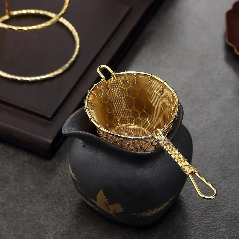 New Brass Woven Mesh Tea Strainer Hand Braided Tea Filter Strainer