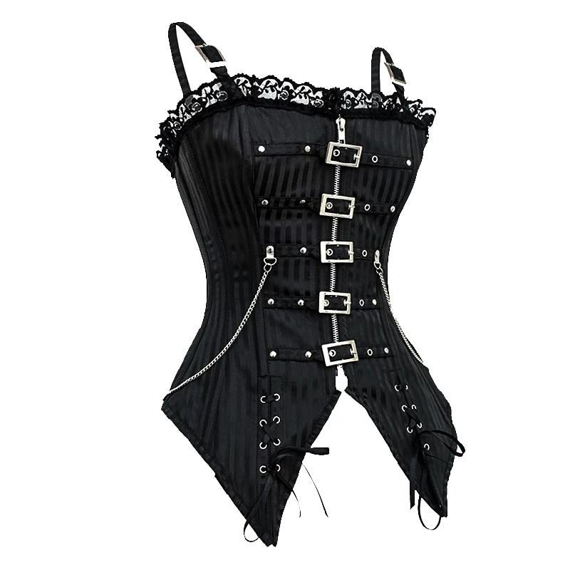 Sexy Steampunk Corset with Rivet Gothic Clothing Corsets and Bustiers Striped Stud Leather Party Sexy Corselet Corsage