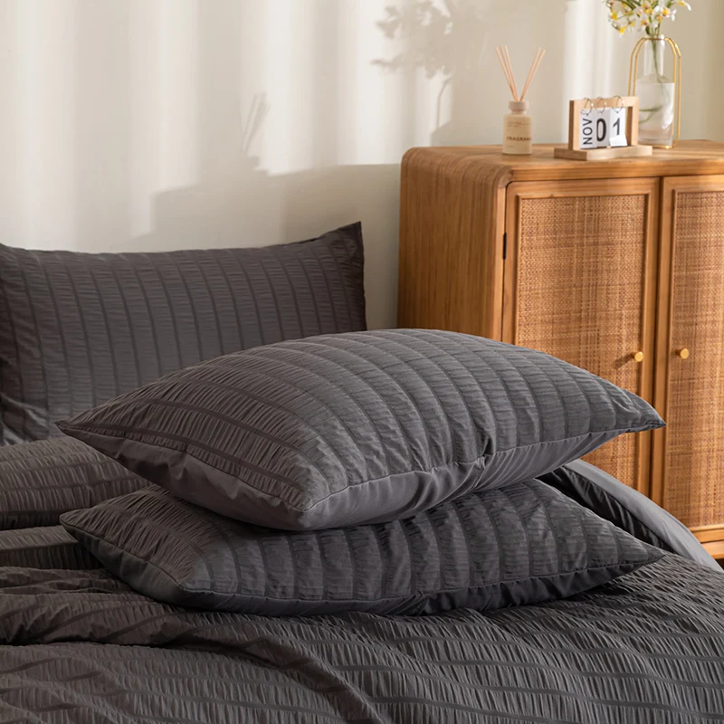 New Arrival Dark Gray Fluffy Comforter  3PCS  Winter King Thick Quilt Bed Cover Set