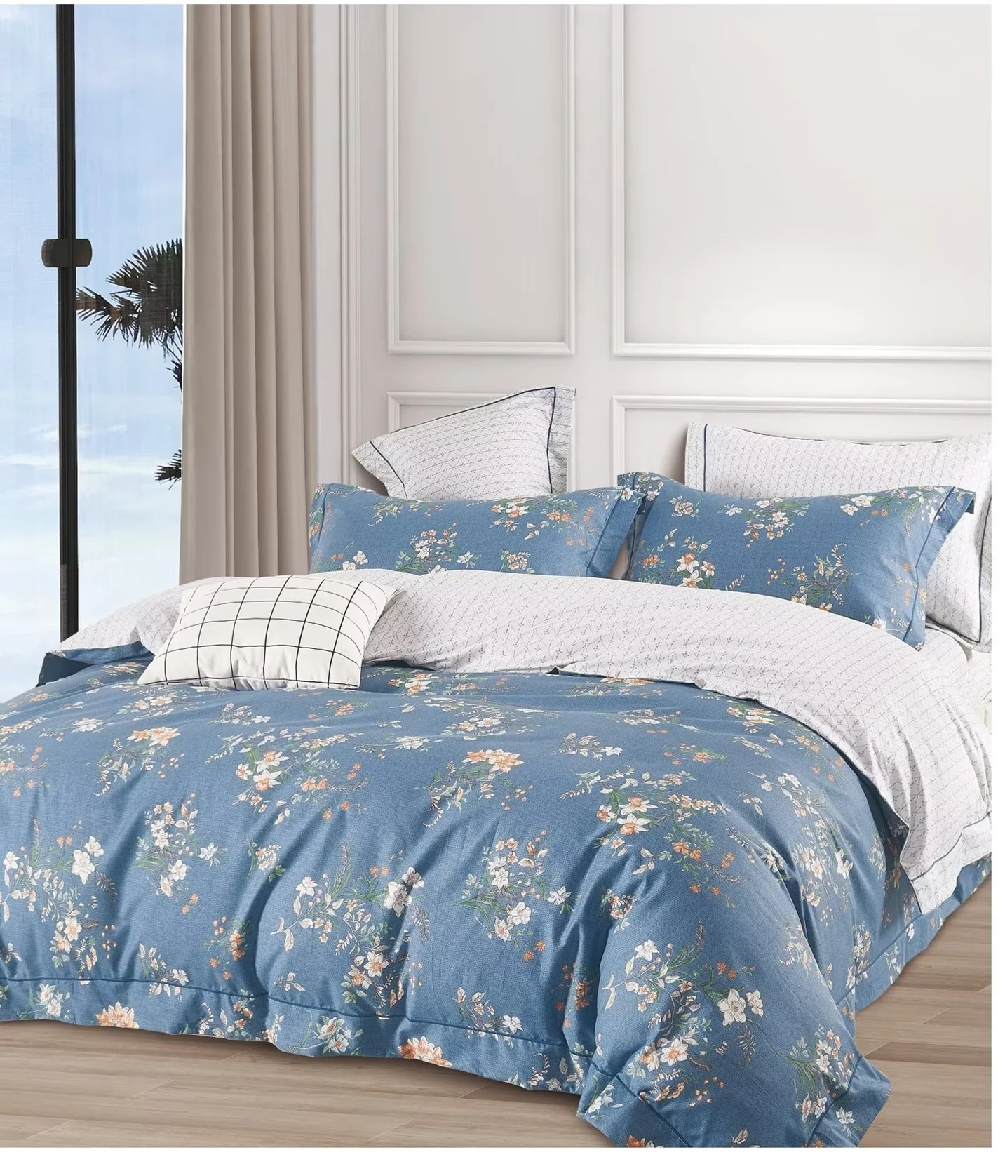 Floral Comforter Set BedCover Bedding Set King Size-cotton Print Lightweight Elegant Aesthetic Microfiber duvct covern Resistant