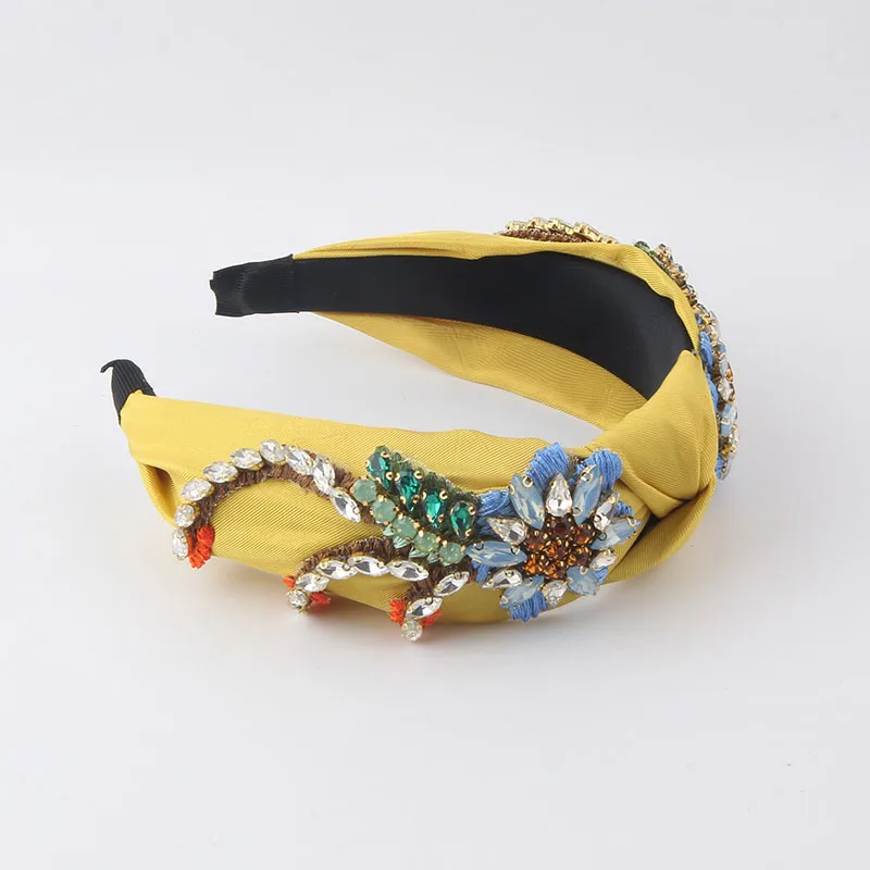 Baroque Rhinestone Fabric Flower Hair Ornaments Beautiful Personality Temperament Lady Travel Gift Hair Bands
