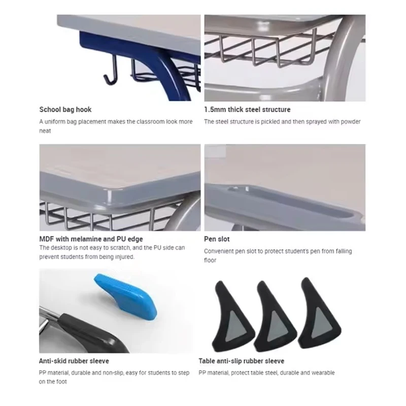 School Adjustable Student Desk and Chair for Classroom study table and chair School set