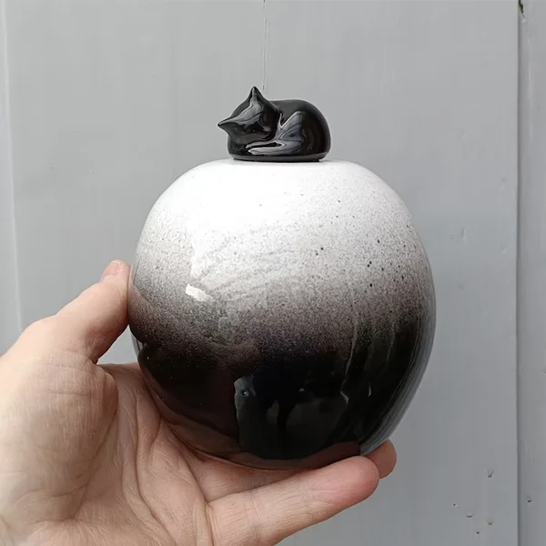 Wholesale custom keepsake kitten urns hand made multi colour glazed ceramic cremation urns for pet cremated ashes