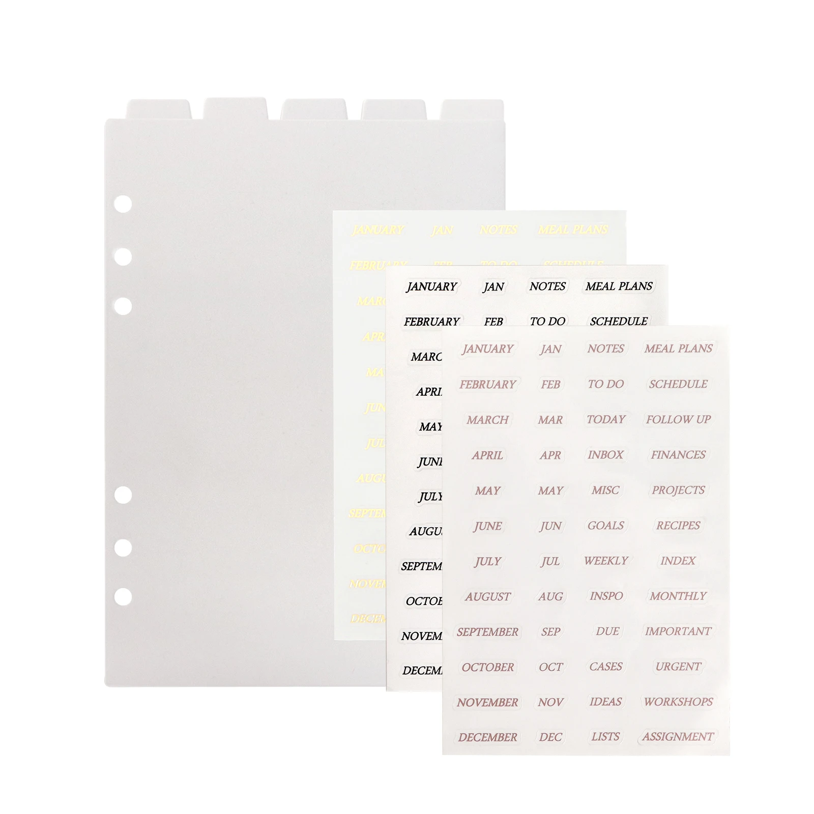 Translucent 6 Ring Frosted PP Plastic Planner Binder Index Dividers Dashboard Top Side Tab A5 Divider