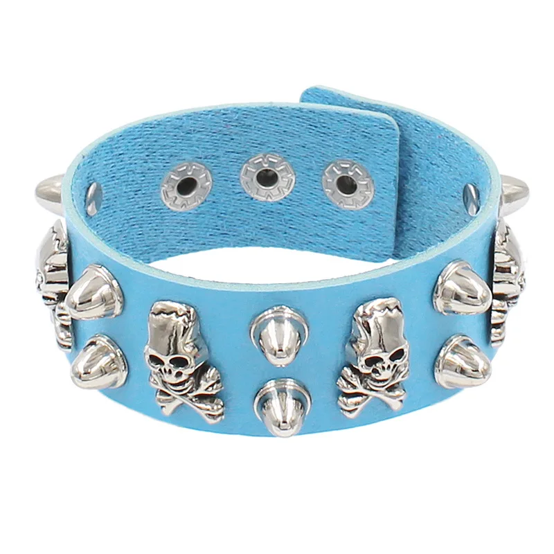 Bdsm Rivet Gothic Wrap Bracelet Hip Hop Leather Spike Bracelet Bangle Vintage Dark Skull  Adjustable Punk Wristband Bracelet