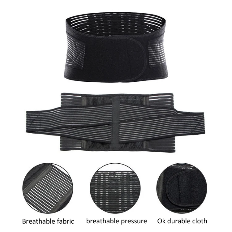 Working Medical Pain Relief Adjustable Breathable Metal Strip Elastic Lumbar Brace Waist Support Belt