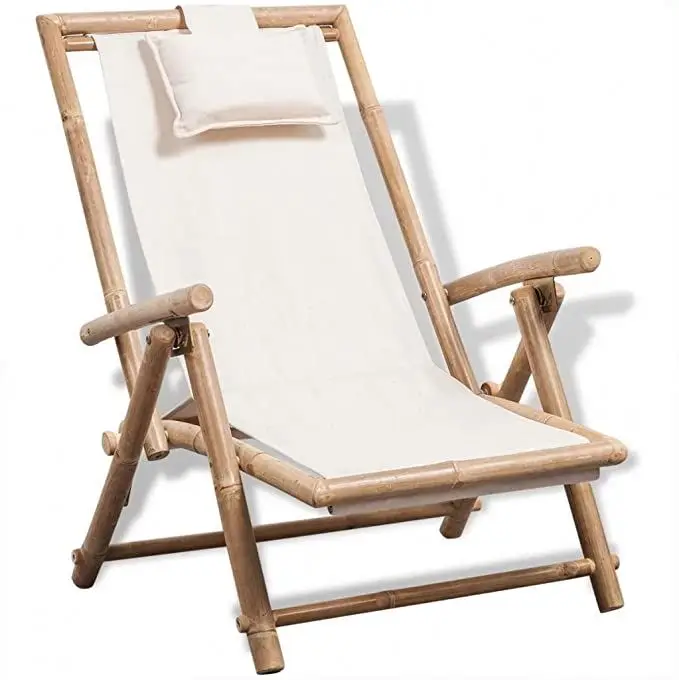  Custom Design Low Price Silla De Playa Simple Style Seat Leisure Foldable Lightweight Natural Bamboo Beach