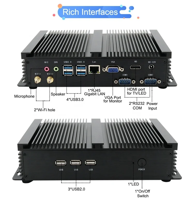 Мини-компьютер Micro Mini для настольного компьютера i7 8550U четырехъядерный Win10 офисный мини-ПК HD VGA 12-го поколения безвентиляторный промышленный компьютер RS232 COM