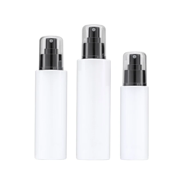 Fuyun promotion 100ml 150ml 200ml Cosmo shape screen printing white bottle PET plastic spray bottle