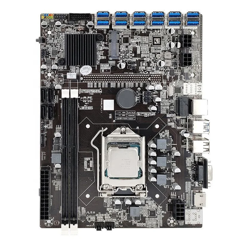 Высококачественная материнская плата B75 12 PCIE на USB LGA1155 CPU DDR3
