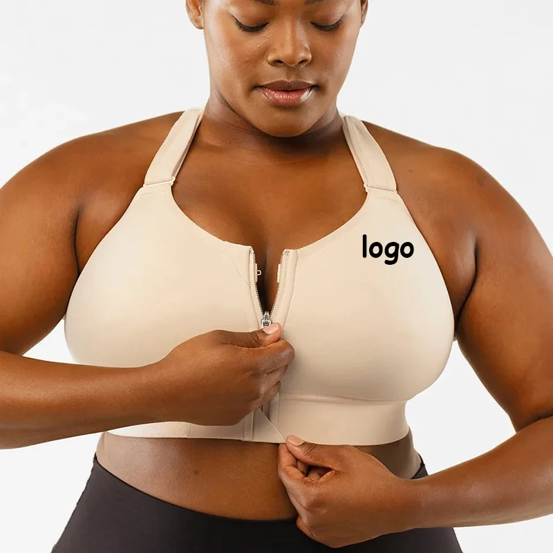 S to 5XL Plus Size Sports Bras for Big Breast Women Fitness Workout Active Wear Gym Top With Zip