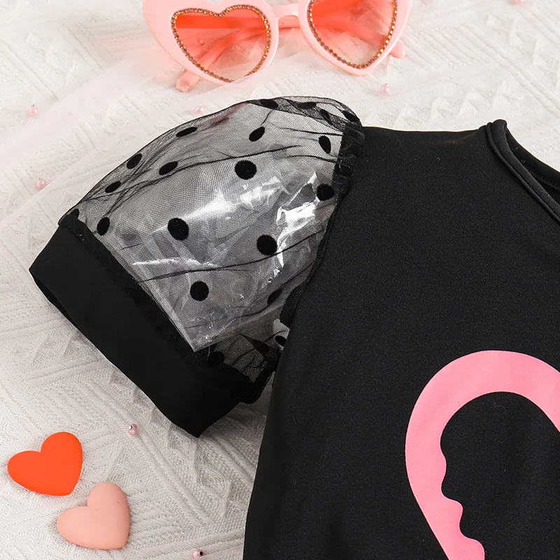 2024 Wholesale Fashion Girls Clothing 10-12 Years Old Children Wear Summer Polka Dot Short-sleeve Children Clothes