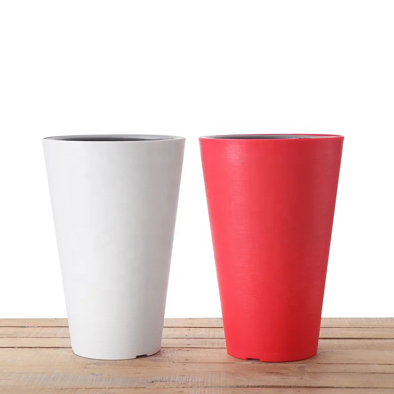 Leizisure Large Tall Tree Planting Plastic Ceramics Home Hotel Floor Outdoor Decoration Flower garden Vase and Pot