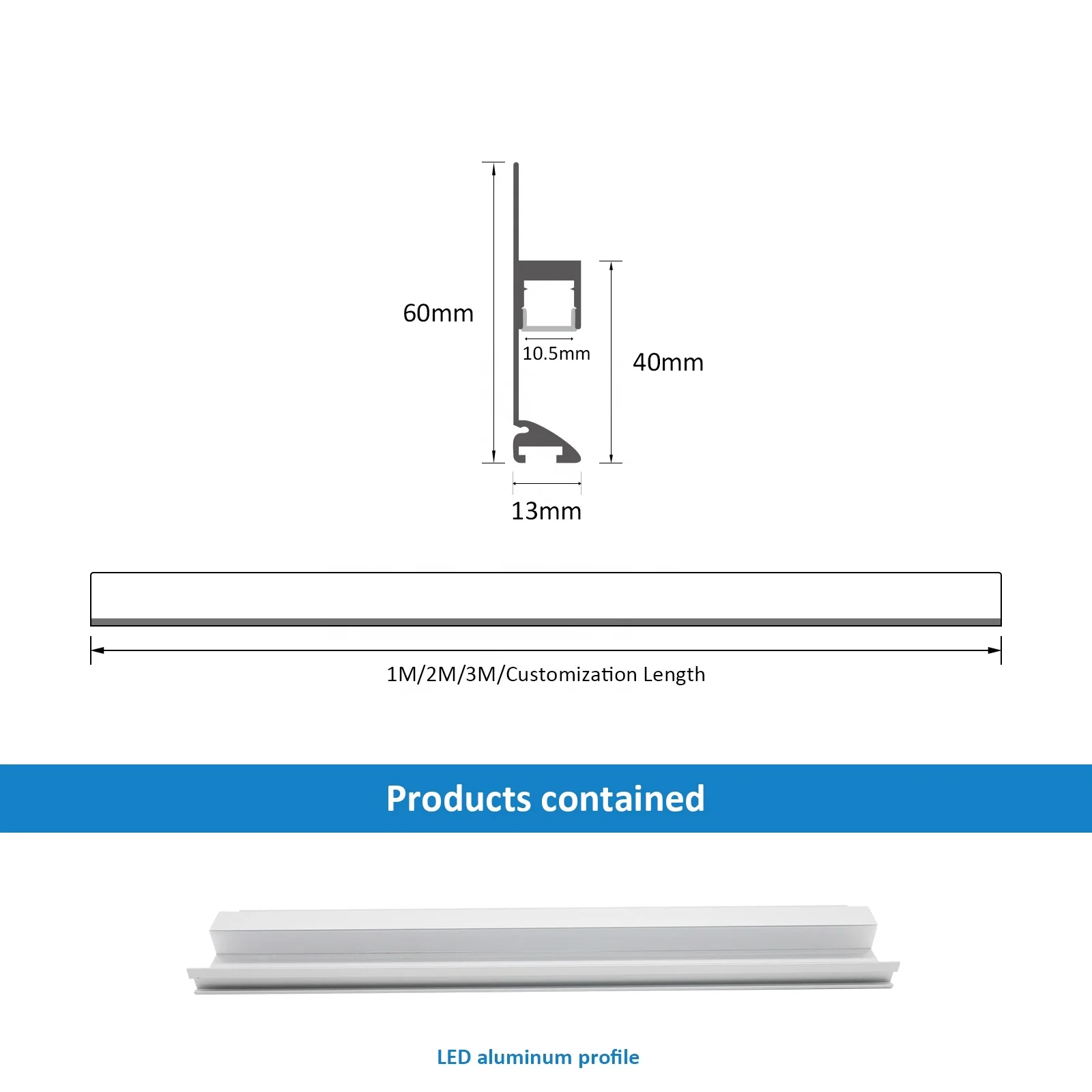 High Quality 143 Aluminium Skirting Profile 13*60mm Alloy Aluminum 6063 Skirting Board Led