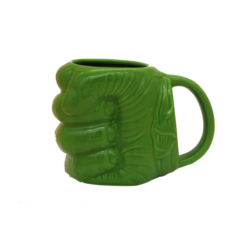 
Custom Unique Cartoon Ceramic Porcelain Hulk Shaped 3D Mug Coffee Cup 