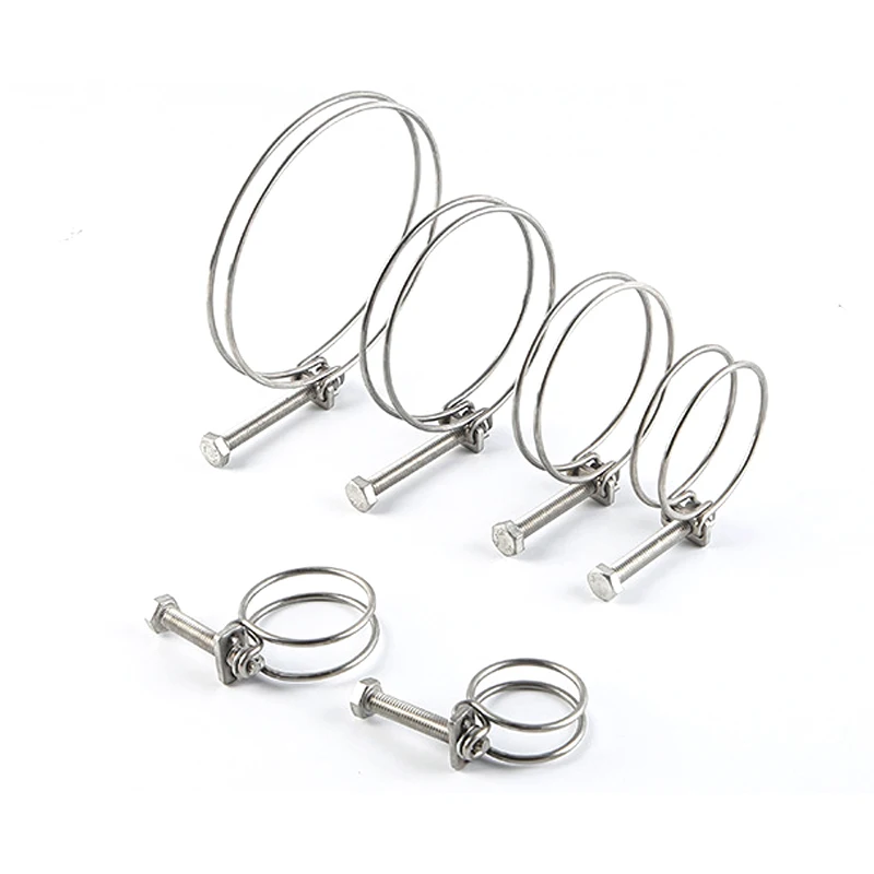 Wire Pipe Clips Stainless Steel Yellow Zinc Plating Wire Hose Clips Double Wire Type Hose Clamps