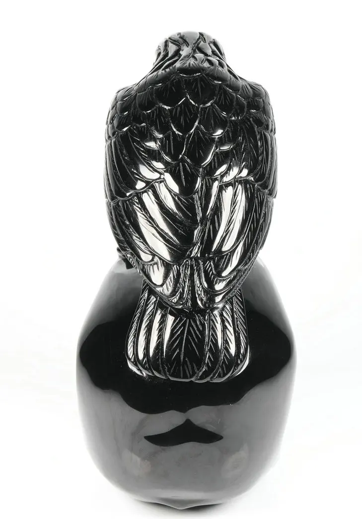 Mr Skull Obsidian Skull  Eagle Sculpture  Hand Carving  Healing Crystals Crystal Crafts